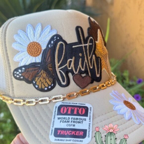 Otto Trucker Hat with Faith patch - Picture 2 of 3